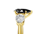 Yellow gold Three-Stone Fancy Black Pear Cut Diamond Ring with Pear Side Stones and Four-Prong Setting_5