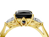 Yellow gold Three-Stone Fancy Black Princess Cut Brilliant Diamond Solitaire Ring with Tapered Band and Four-Prong Setting_10