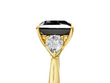 Yellow gold Three-Stone Fancy Black Princess Cut Brilliant Diamond Solitaire Ring with Tapered Band and Four-Prong Setting_11