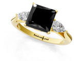 Yellow gold Three-Stone Fancy Black Princess Cut Brilliant Diamond Solitaire Ring with Tapered Band and Four-Prong Setting_7