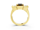 Yellow gold Three Stone Fancy Black Princess Cut Cut Channel Set Diamond Ring_3