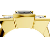 Yellow gold Three Stone Fancy Black Princess Cut Cut Channel Set Diamond Ring_4
