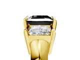 Yellow gold Three Stone Fancy Black Princess Cut Cut Channel Set Diamond Ring_5