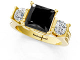 Yellow gold Three-Stone Fancy Black Princess Cut Cut Classic Band Prong Setting Ring_1