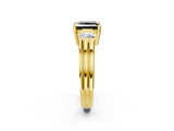 Yellow gold Three-Stone Fancy Black Princess Cut Cut Classic Band Prong Setting Ring_2