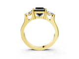 Yellow gold Three-Stone Fancy Black Princess Cut Cut Classic Band Prong Setting Ring_3