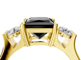Yellow gold Three-Stone Fancy Black Princess Cut Cut Classic Band Prong Setting Ring_4