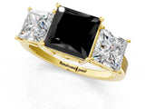 Yellow gold Three-Stone Fancy Black Princess Cut Cut Diamond Engagement Ring with Flat Band and Four-Prong Setting_13