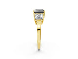Yellow gold Three-Stone Fancy Black Princess Cut Cut Diamond Engagement Ring with Flat Band and Four-Prong Setting_14