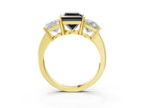 Yellow gold Three-Stone Fancy Black Princess Cut Cut Diamond Engagement Ring with Flat Band and Four-Prong Setting_15