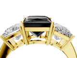 Yellow gold Three-Stone Fancy Black Princess Cut Cut Diamond Engagement Ring with Flat Band and Four-Prong Setting_16
