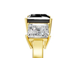 Yellow gold Three-Stone Fancy Black Princess Cut Cut Diamond Engagement Ring with Flat Band and Four-Prong Setting_17