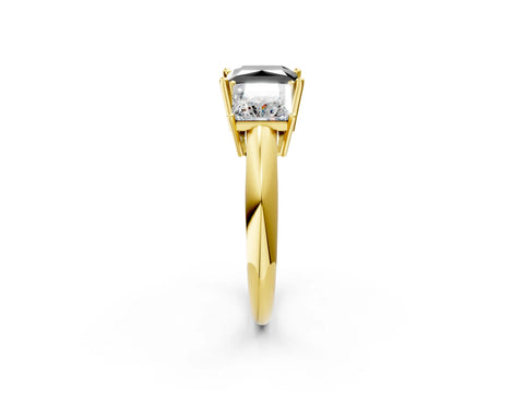 Yellow gold Three-Stone Fancy Black Princess Cut Cut Diamond Engagement Ring with Prong Setting on a White Gold Band_26