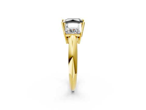 Yellow gold Three-Stone Fancy Black Princess Cut Cut Diamond Engagement Ring with Prong Setting on a White Gold Band_2