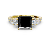 Yellow gold Three-Stone Fancy Black Princess Cut Cut Diamond Pavé Band with Prong Setting_27