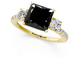 Yellow gold Three-Stone Fancy Black Princess Cut Cut Diamond Pavé Band with Prong Setting_28