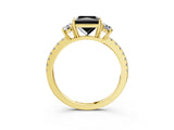 Yellow gold Three-Stone Fancy Black Princess Cut Cut Diamond Pavé Band with Prong Setting_30