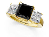 Yellow gold Three-Stone Fancy Black Princess Cut Cut Diamond Ring with Channel Set Band and Four-Prong Setting_1