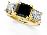 Yellow gold Three-Stone Fancy Black Princess Cut Cut Diamond Ring with Channel-Set Band and Four-Prong Setting_13