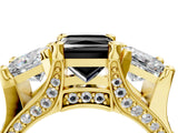 Yellow gold Three-Stone Fancy Black Princess Cut Cut Diamond Ring with Channel-Set Band and Four-Prong Setting_16
