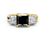 Yellow gold Three-Stone Fancy Black Princess Cut Cut Diamond Ring with Channel Set Band and Four-Prong Setting_24