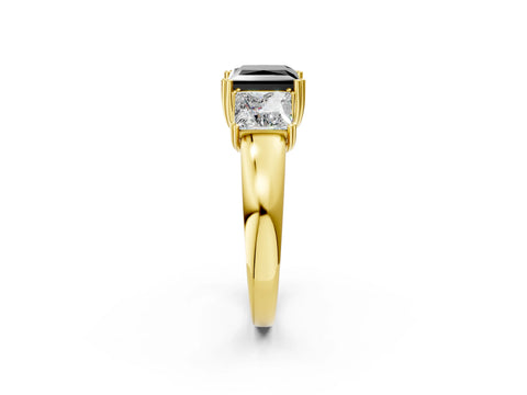 Yellow gold Three-Stone Fancy Black Princess Cut Cut Diamond Ring with Channel Set Band and Four-Prong Setting_2