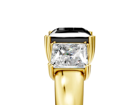 Yellow gold Three-Stone Fancy Black Princess Cut Cut Diamond Ring with Channel Set Band and Four-Prong Setting_5