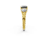 Yellow gold Three-Stone Fancy Black Princess Cut Cut Diamond Ring with Channel-Set Band and Prong Setting_2