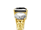 Yellow gold Three-Stone Fancy Black Princess Cut Cut Diamond Ring with Channel-Set Band and Prong Setting_5