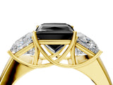 Yellow gold Three-Stone Fancy Black Princess Cut Cut Diamond Ring with Prong Setting and Classic Band_4