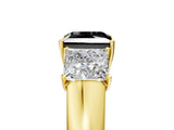 Yellow gold Three-Stone Fancy Black Princess Cut Cut Diamond Ring with Prong Setting and Classic Band_5