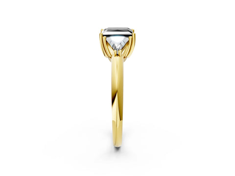 Yellow gold Three-Stone Fancy Black Princess Cut Cut Diamond Ring with Trillion Side Stones and Four-Prong Setting_5