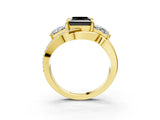 Yellow gold Three-Stone Fancy Black Princess Cut Cut Diamond Split Shank Prong Set Ring_15