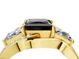 Yellow gold Three-Stone Fancy Black Princess Cut Cut Diamond Split Shank Prong Set Ring_16