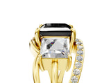 Yellow gold Three-Stone Fancy Black Princess Cut Cut Diamond Split Shank Prong Set Ring_17