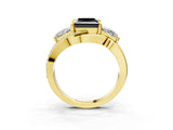 Yellow gold Three-Stone Fancy Black Princess Cut Cut Diamond Split Shank Prong Set Ring_3