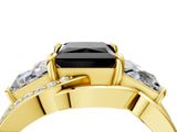 Yellow gold Three-Stone Fancy Black Princess Cut Cut Diamond Split Shank Prong Set Ring_4
