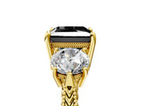Yellow gold Three-Stone Fancy Black Princess Cut Cut Milgrain Band Prong Setting Ring_29