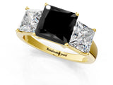 Yellow gold Three-Stone Fancy Black Princess Cut Cut Solitaire Ring with Classic Prong Setting_1