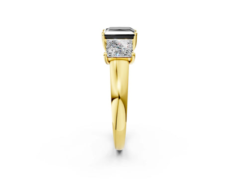 Yellow gold Three-Stone Fancy Black Princess Cut Cut Solitaire Ring with Classic Prong Setting_2