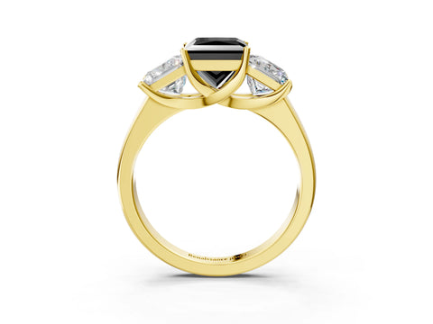 Yellow gold Three-Stone Fancy Black Princess Cut Cut Solitaire Ring with Classic Prong Setting_3