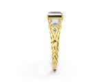 Yellow gold Three-Stone Fancy Black Princess Cut Diamond Braided Band Ring with Four-Prong Setting_26