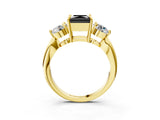 Yellow gold Three-Stone Fancy Black Princess Cut Diamond Channel Set Engagement Ring with Prong Setting_15
