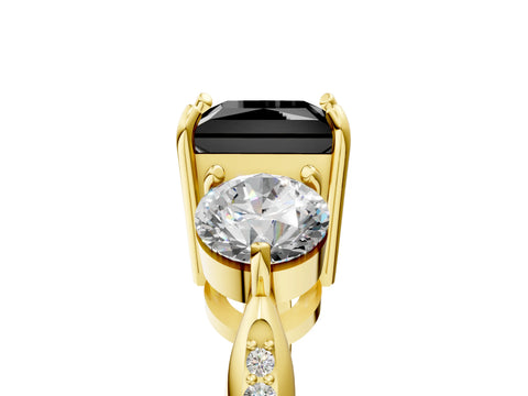 Yellow gold Three-Stone Fancy Black Princess Cut Diamond Channel Set Engagement Ring with Prong Setting_5