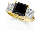 Yellow gold Three-Stone Fancy Black Princess Cut Diamond Engagement Ring with Prong Setting_4