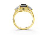 Yellow gold Three-Stone Fancy Black Princess Cut Diamond Engagement Ring with Prong Setting_6