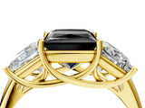 Yellow gold Three-Stone Fancy Black Princess Cut Diamond Engagement Ring with Prong Setting_7