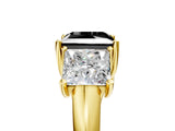 Yellow gold Three-Stone Fancy Black Princess Cut Diamond Engagement Ring with Prong Setting_8