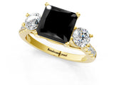 Yellow gold Three-Stone Fancy Black Princess Cut Diamond Pavé Band with Four-Prong Setting_1