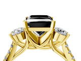 Yellow gold Three-Stone Fancy Black Princess Cut Diamond Pavé Band with Four-Prong Setting_4